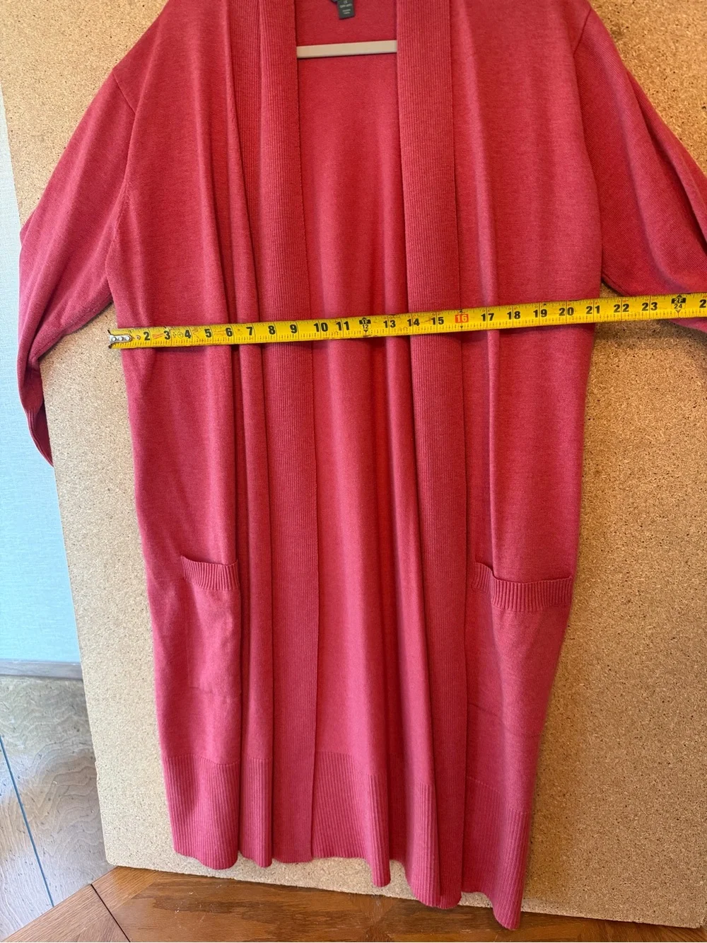 Terra & Sky Long Open-Front Cardigan in Coral Pink Size XL - Picture 7 of 7